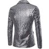 Gefomuofe Giacca da uomo con paillette, taglie forti, slim fit, oro, motivo floreale, giacca con bottoni, vestibilità normale, blazer da uomo, oversize, per matrimoni e feste, business, argento, XL