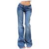 Generisch Jeans da donna a vita bassa, jeans svasati, alla moda, a vita molto bassa, skinny fit, classici elastici, Pull On Streetwear, pantaloni a zampa da donna, 70 pezzi, Azzurro, S