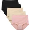 FallSweet Slip da donna, morbidi, senza cuciture, a vita alta, traspiranti, comodi, elastici, ideali per l'uso quotidiano, 2 nero, 2 beige, 1 rosa, 3XL