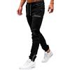 Generic Jeans da uomo slim fit - Jeans elasticizzati da uomo UK - Jeans da uomo in cotone casual denim con tasca con cerniera design con coulisse, Nero , 5XL