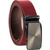 Fa.Volmer ® Cintura da uomo in vera pelle con cricchetto, fibbia automatica | larghezza: 35mm, misura vita: 125cm | accorciabile | colore: rosso bordeaux | modello: ATG 07-bur-Bologna