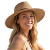 FURTALK Cappello panama unisex a tesa larga, cappello estivo con protezione UV, con cinturino per il mento, cappello da spiaggia per uomo e donna, cappello di paglia regolabile, Kaki, M/L