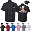 Farmelov Giacca da Chef Personalizzata Uomo/Donna con Cappello, Logo e Nome - Divisa da Chef Personalizzata, Maniche Corte, Camicia da Lavoro per Pasticceri con Tasca-Nero