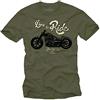 MAKAYA Live TO Ride - Maglietta Biker Uomo - Abbigliamento Moto - T-Shirt Custom Davidsons Evolution Verde M