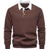 MakingDa Felpa Uomo Senza Cappuccio Manica Lunga Colletto a Polo Felpe Uomo Invernale Caldi Basic Pullover Sweatshirt Lavoro Casual Sportivo Invernali Caldo Classic Cotone Maglione Top Marrone XL