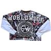 Juankrynord Maglietta da uomo con motivo rapper Y2K Fake Two Emo Grunge 2000 Vintage T-shirt a maniche lunghe Harajuku Street Motivo oversize Vintage Top (Grigio Camouflage,M)