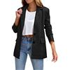 Generic Giacca da donna in vera pelle elegante giacca da donna in pelle nera lunga Giacca in Pelle Casual Sottile Classica Senza Colletto Autunno Maniche Lunghe Cappotto Giacca da Motociclista Giacca Estiva