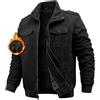 Niwicee Giacca Invernale da Uomo Jacket di Transizione Calda con Interno in Pile Giacca Casual Cerniera Cappotto in Cotone con Tasche Fleece Multiple Giubbotto Giacca da Volo Elegante (Nero,XL)