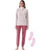 Pigiamiamoci Pigiama Pile Donna Caldo Invernale + Calze Ciniglia Omaggio Morbido Coral Scatolato (IT, Testo, L, Regular, Regular, Rosa 426)