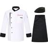 Dobraya Set Giacca da Chef Personalizzata con Nome Ricamato - Camicia a Maniche Lunghe con Grembiule e Cappello (Divisa da Cucina Unisex per Chef)