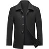 MODFUL - Cappotto da uomo in lana, corto, caldo, casual, soprabito invernale, trench, giacca a peacoat, Nero , XXL