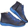 FGUUTYM Stivaletti bassi da donna Autunno Inverno Stivali da cowboy Stivali stringati in pelle PU Stivali corti Vintage da donna Scarpe in pelle Mezzi alti Stivali medievali da donna, Blu, 39 EU