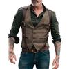 Generisch Gilet in pelle da uomo in camoscio, stile cowboy, stile vintage, vestibilità occidentale, slim fit, camionista, per il tempo libero, senza maniche, vintage, medievale, gilet da motociclista, blazer
