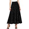 ranrann Gonna da Donna in Velluto Invernale Elastica a Vita Alta Vintage Elegante Casual Linea ad a Gonna Lunga a Pieghe Maxi Nero XL