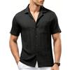 Casey Kevin Camicia Cubano Uomo Jacquard 3D Maniche Corte Estiva Vacanze