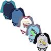 TupTam Body neonato manica lunga 5 pezzi - Cotone, OEKO-TEX, Escavatore Monster Tuck Dino Grigio Blu Verde, 92
