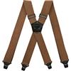 BaronHong Bretelle per Uomo, Cammello, M, 4 Clip in Plastica Senza Rumore, 3,8 cm, Elastiche, con Toppe in Pelle, per Aeroporto e Sci