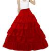 DaPongZhi Sottogonna Sposa Lungo per Nozze Gonna 4 Cerchio Donna per Abito Sottoveste Abito con 5 Strati Balze Gonna Hallowen Matrimonio Carnevale (Red, One Size)