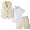 LOLANTA 4 Pezzi Bambini Ragazzi Abbigliamento Set Camicia + Papillon + Gilet + Pantaloni, Ragazzo Gentleman Nozze Smoking Cerimonia