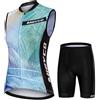 Mydawan Completo Ciclismo Donna Estivo Abbigliamento Bici MTB,Tuta Ciclista Maglietta da Ciclo Senza Maniche Gilet e Pantaloncini Short Bike con 19D Gel Imbottiti,Maglia Bicicletta Asciugatura Rapida|9,L