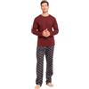 TRAMAS+ Pigiama Uomo in 100% Cotone, Pigiama Uomo Completo Lungo con Maniche Lunghe, Comodo e Traspirante - L, Ponde Bordeaux