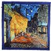 YangtzeStore Grande sciarpa quadrata in seta Charmeuse con stampa artistica classica, Terrazza del caffè di notte, 63 x 17