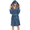 Generico Camicia da Notte in Flanella per Donna con Maschera per Occhi, Cozy Rube Pellicciata e Calda per Inverno con Cappuccio, Fluffy Abbigliamento da Letto(1A-Blue, S)