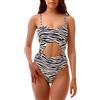 ROCK-IT Apparel Costume da Bagno Donna I Monokini Intero con Ritaglio in Fantasia zebrata I Cinghie di Spaghetti Regolabili I Vita Alta I Cuscinetti Push up [S-XXL] Costumi da Bagno Premium L
