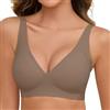 Nadeer Reggiseno Senza Ferretto Donna Reggiseni Senza Cuciture Push Up Scollo a V Bralette Basic Comodo Imbottito con Cinghie Regolabili