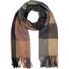styleBREAKER Sciarpa unisex in morbido plaid con frange lunghe, plaid, invernale, stola 01017110, colore:Marrone-Nero-Grigio