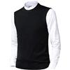 KTWOLEN Gilet da Uomo Inverno V-Collo Senza Maniche Gilet con Scollo V Panciotto Maglione Cardigan Canotte Pullunder Smanicato Pullover (Nero_Girocollo, M)
