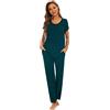 Smallshow Pigiama Premaman Donna Maniche Corte Pigiama Allattamento Set,Teal,XXL