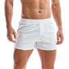 Amy Coulee Pantaloni da notte corti da uomo in cotone 3, pantaloncini da notte leggeri da uomo, con spacchi laterali, bianco, M