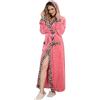 Hiseng Accappatoio Donna Microfibra con Cappuccio, Leopardata Vestaglia Donna Invernale Lunga Elegante Calda Flanella Vestaglie con Tasche e Cintura Accappatoio Lungo per Bagno Sauna (Rosa,M)