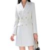 Dressnu Trench da donna di media lunghezza, doppiopetto, giacca lunga, Bianco, M