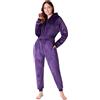 CityComfort Pigiama Intero Donna - Pigiamone Intero in Pile S-XL Caldo e Morbido (Viola Scuro, S)