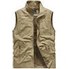 QCBH Gilet in Cotone da Uomo M-5XL - Allentato Multitasche per Esterni Con Tasche Con Cerniera, Senza Maniche