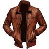 SHOP OF JACKETS LIMITED Giacca Bomber da Uomo, Stile Biker Vintage, Distressed, Marrone, in Pelle per l'Inverno, marrone castagna, 3XL