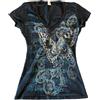 Dynict Maglietta da donna Y2K con grafica gotica con scollo a V, vestibilità aderente, stile grunge, vintage, a maniche corte, alla moda, Nero 3, L