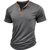 MakingDa Henley Shirt Uomo Manica Corta Vintage Bottoni Palestra Muscle Fit T Shirt Estiva Tinta Unita Golf Informale Traspirante Soffice Classico Slim Lavoro Sportiva Grandad Shirt