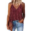 AirMood Donne Sexy V Neck Sparkle Shimmer Tank Gilet Paillettes Top Las Vegas Disco Paillettes Tank,Borgogna, L