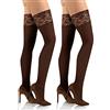 sesto senso 2 paia Calze Autoreggenti Opache Microfibra 40 den Coprenti Donna Marrone XS/S 34-36 Caffe