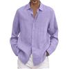 Kswlwccpp Camice Uomo Manica Lunga, Camicia Lino Uomo Manica Lunga Slim Fit Elegante Camice Estivo Sportiva Cotone Tunica Casual Colletto Camicias Elasticizzata con Bottoni
