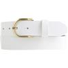 BELTINGER Cintura da donna in pelle bovina pieno fiore 3,5 cm | Cintura in denim da donna 35mm | Cintura chino con fibbia rotonda dorata | Bianco 80cm