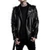ZM ATTIRE Giacca da uomo in vera pelle bovina nera con borchie punk con risvolto e risvolto, Nero - Vera Pelle, 4XL