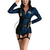 WAZHAKU Poliziotto, divisa per donna, sexy, costume da polizia, costume da poliziotto, costume da polizia, abbigliamento a maniche lunghe, tuta con cappello della polizia, accessori erotici, lingerie