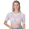 Schöneberger Trachten Couture Camicetta da donna Dirndl alta chiusa in pizzo parzialmente trasparente - camicetta elastica bianca Lene