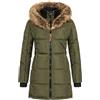Geographical Norway Belissima - Parka invernale da donna, con cappuccio in pelliccia, cachi 4/XL