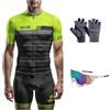 HECLOK Completo Ciclismo Uomo - Maglia Manica Corta + Pantaloncini con Fondello - Abbigliamento Bici Strada e MTB - Tessuto Traspirante e Anti-Sudore - 4 Pezzi per Estate (Set-23,l)