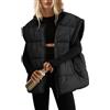 SENSERISE Gilet oversize imbottita per donna, trapuntata, gilet a bolle, cappotto soffice, con cerniera, capospalla con tasche, gilet imbottito, Nero , L